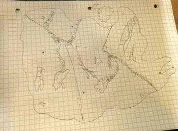 First draft of Jennifer Jinright's map for her NaNoWriMo Story